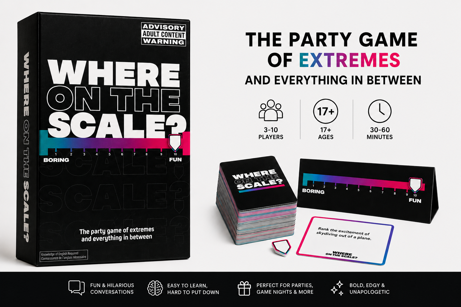 Where On The Scale? Hilarious Party Game for Friends & Family