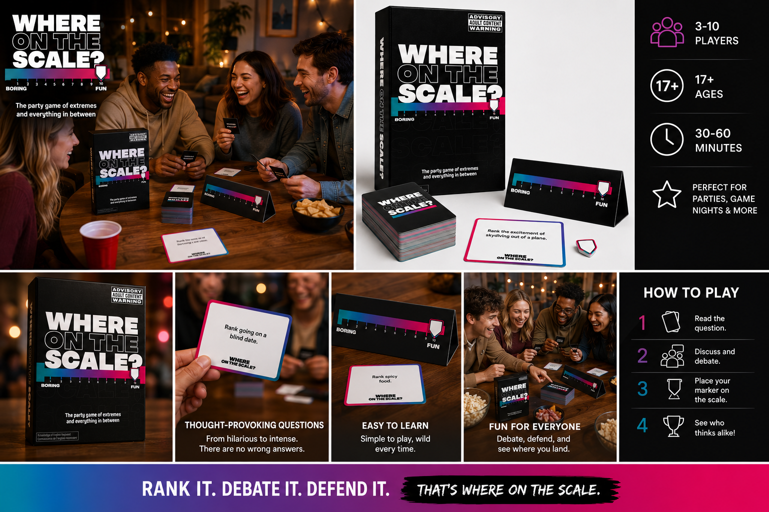 Where On The Scale? Hilarious Party Game for Friends & Family
